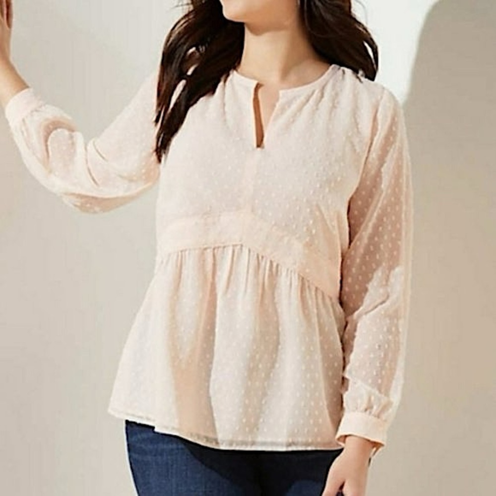 LOFT Swiss Dot Peplum Top